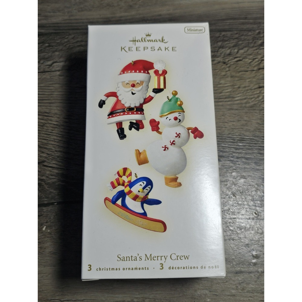 Hallmark Keepsake ''Santa's Merry Crew'' Set of 3 Christmas Ornaments NIB
